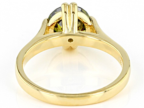 Pre-Owned Green Cubic Zirconia 18K Yellow Gold Over Sterling Silver Ring 3.54ctw