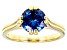 Pre-Owned Blue Cubic Zirconia 18K Yellow Gold Over Sterling Silver Ring 3.17ctw