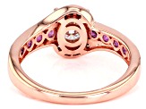 Pre-Owned Moissanite And Grape Color Garnet 14k Rose Gold Over Silver Ring 1.10ctw DEW.