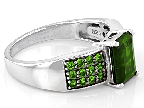 Pre-Owned Green Chrome Diopside Rhodium Over Sterling Silver Ring 1.61ctw