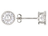 Pre-Owned White Cubic Zirconia Rhodium Over Sterling Silver Stud Earrings and Band Ring Set of 3 7.8