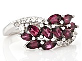 Pre-Owned Raspberry Color Rhodolite Rhodium Over Silver Ring 1.86ctw