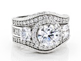 Pre-Owned White Cubic Zirconia Rhodium Over Sterling Silver Ring Set of 3 6.80ctw (4.53ctw DEW)