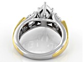 Pre-Owned White Cubic Zirconia Rhodium And 18K Yellow Gold Over Sterling Silver Ring 4.55ctw
