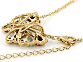 Pre-Owned Multi Gemstone 18k Yellow Gold Over Sterling Silver Butterfly Pendant With 18" Chain 1.67c
