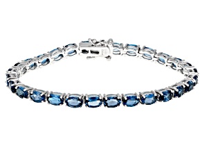 Pre-Owned  London Blue Topaz Rhodium Over Sterling Silver Tennis Bracelet 13.50ctw