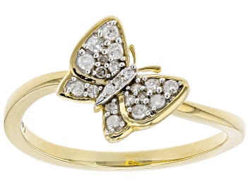 Picture of Pre-Owned White Diamond 10K Yellow Gold Ring 0.15ctw