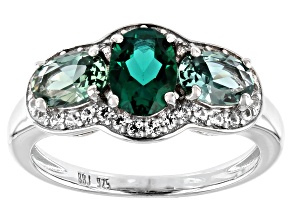Pre-Owned Green Lab Created Emerald Rhodium Over Silver Ring 1.89ctw