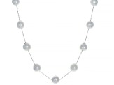 Pre-Owned Platinum Cultured Japanese Akoya Pearl Rhodium Over Sterling Silver 18 Inch Necklace