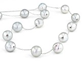 Pre-Owned Platinum Cultured Japanese Akoya Pearl Rhodium Over Sterling Silver 18 Inch Necklace