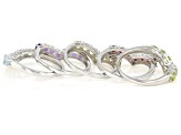 Pre-Owned Multi Stone Rhodium Over Silver Set of 5 Rings 4.25ctw