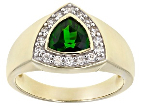 Pre-Owned Green Chrome Diopside 10k Yellow Gold Men's Ring 1.58ctw