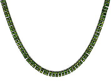Picture of Pre-Owned Green Chrome Diopside Rhodium Over Sterling Silver Tennis Necklace 34.26ctw