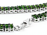 Pre-Owned Green Chrome Diopside Rhodium Over Sterling Silver Tennis Necklace 34.26ctw