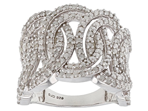 Pre-Owned White Diamond Rhodium Over Sterling Silver Ring 1.50ctw