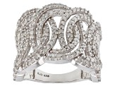 Pre-Owned White Diamond Rhodium Over Sterling Silver Ring 1.50ctw