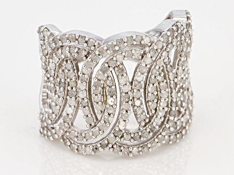 Pre-Owned White Diamond Rhodium Over Sterling Silver Ring 1.50ctw