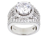 Pre-Owned White Cubic Zirconia Rhodium Over Sterling Silver Ring 9.30ctw (6.20ctw DEW)