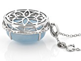 Pre-Owned Blue Aquamarine Rhodium Over Sterling Silver Pendant With Chain 26.41ctw