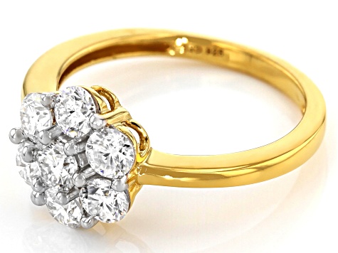 Pre-Owned Moissanite 14k yellow gold over silver ring 1.12ctw DEW.