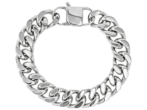 Pre-Owned Silver Tone Mens Curb Link Chain Bracelet