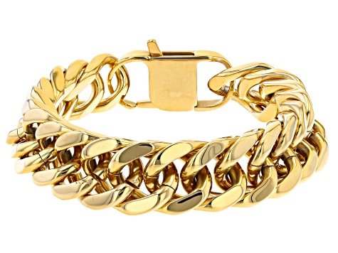 Pre-Owned Gold Tone Mens Curb Link Chain Bracelet