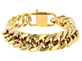 Pre-Owned Gold Tone Mens Curb Link Chain Bracelet