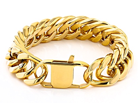 Pre-Owned Gold Tone Mens Curb Link Chain Bracelet
