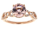 Pre-Owned Pink Morganite Simulant And White Cubic Zirconia 18K Rose Gold Over Sterling Silver Ring 2