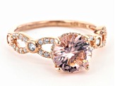 Pre-Owned Pink Morganite Simulant And White Cubic Zirconia 18K Rose Gold Over Sterling Silver Ring 2