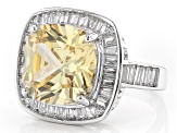 Pre-Owned Canary And White Cubic Zirconia Rhodium Over Sterling Silver Ring 11.50ctw