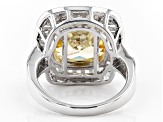 Pre-Owned Canary And White Cubic Zirconia Rhodium Over Sterling Silver Ring 11.50ctw