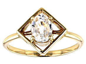 Pre-Owned White Zircon 10k Yellow Gold Ring 1.07ct