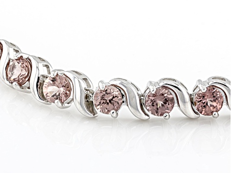 Pre-Owned Pink Color Shift Garnet Rhodium Over Sterling Silver Bracelet 10.71ctw