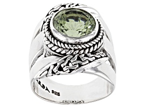 Pre-Owned Green Prasiolite Sterling Silver Ring 3.06ct