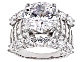 Pre-Owned White Cubic Zirconia Rhodium Over Sterling Silver Ring 15.65ctw