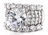 Pre-Owned White Cubic Zirconia Rhodium Over Sterling Silver Ring 15.65ctw