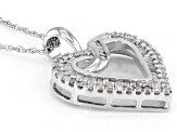 Pre-Owned White Diamond Rhodium Over Sterling Silver Heart Pendant With Chain 0.55ctw