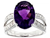 Pre-Owned Purple African Amethyst Rhodium Over Sterling Silver Ring 5.30ctw