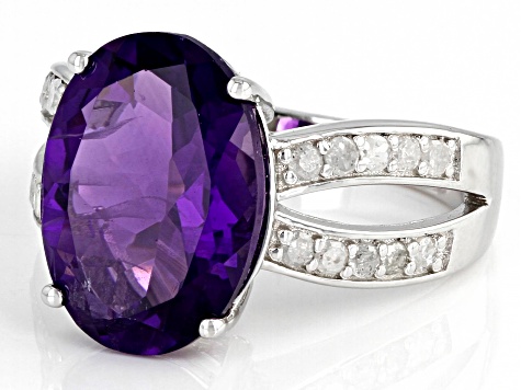 Pre-Owned Purple African Amethyst Rhodium Over Sterling Silver Ring 5.30ctw