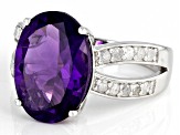 Pre-Owned Purple African Amethyst Rhodium Over Sterling Silver Ring 5.30ctw