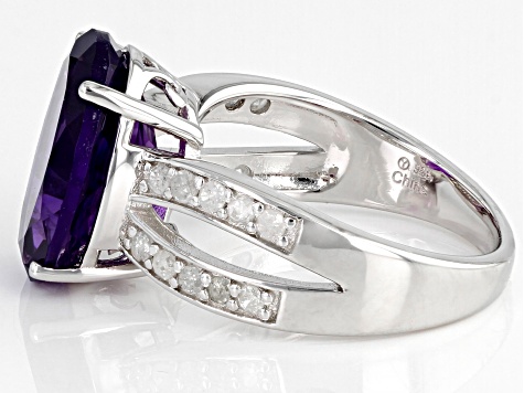 Pre-Owned Purple African Amethyst Rhodium Over Sterling Silver Ring 5.30ctw