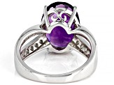 Pre-Owned Purple African Amethyst Rhodium Over Sterling Silver Ring 5.30ctw