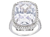 Pre-Owned White Cubic Zirconia Rhodium Over Sterling Silver Ring 17.01ctw