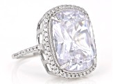 Pre-Owned White Cubic Zirconia Rhodium Over Sterling Silver Ring 17.01ctw