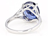 Pre-Owned Blue And White Cubic Zirconia Platinum Over Sterling Silver Ring 8.07ctw