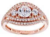 Pre-Owned White Cubic Zirconia 18k Rose Gold Over Sterling Silver Ring And Earrings 2.42ctw