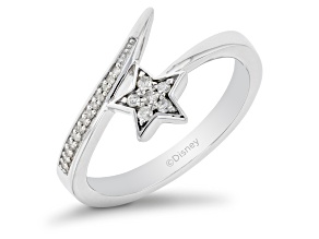 Pre-Owned Enchanted Disney Fine Jewelry Tinker Bell Bypass Ring White Diamond Rhodium Over Silver 0.