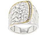 Pre-Owned White Cubic Zirconia Rhodium And 14k Yellow Gold Over Sterling Silver Ring 0.16ctw