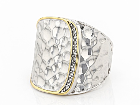 Pre-Owned White Cubic Zirconia Rhodium And 14k Yellow Gold Over Sterling Silver Ring 0.16ctw
